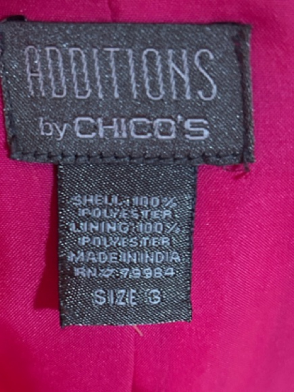 Chico's Women’s Hot Pink Textured Open-Front Jacket Chico’s 3 = US Size XL - Picture 3 of 5